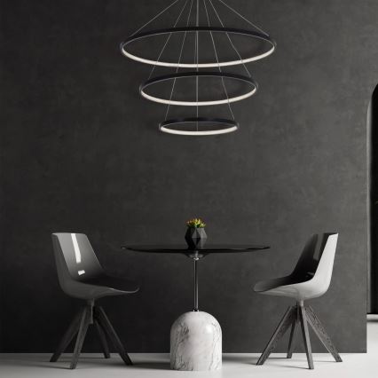 LED luster na sajli LEA LED/60W/230V 4000K, prečnik 80 cm, crne boje