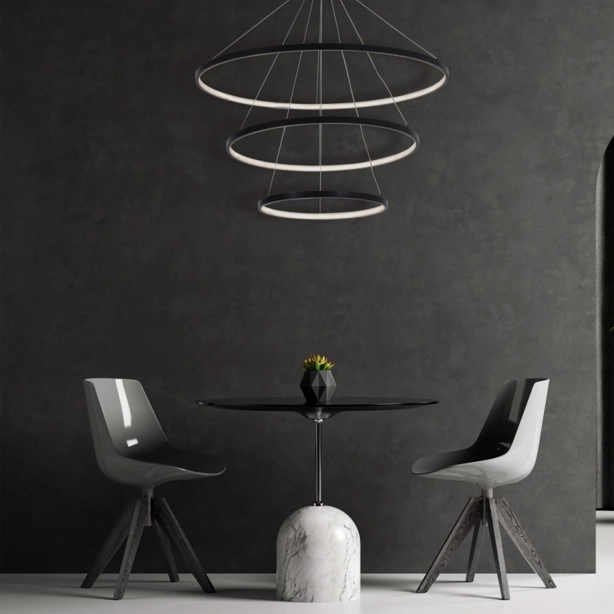 LED luster na sajli LEA LED/60W/230V 4000K, prečnik 80 cm, crne boje