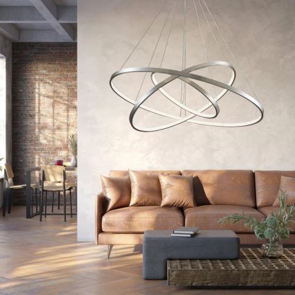 LED luster na sajli LEA LED/60W/230V 4000K prečnik 80 cm matni hrom