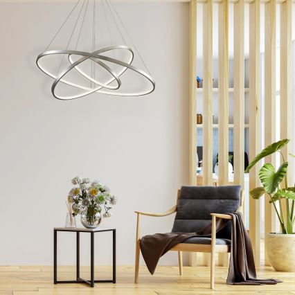 LED luster na sajli LEA LED/60W/230V 4000K prečnik 80 cm matni hrom