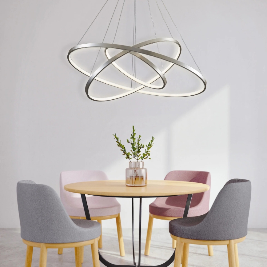 LED luster na sajli LEA LED/60W/230V 4000K prečnik 80 cm matni hrom