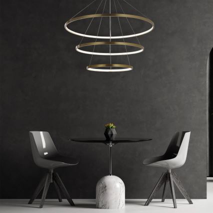 LED luster na sajli LEA, LED/60W/230V, 4000K, prečnik 80 cm, zlatna