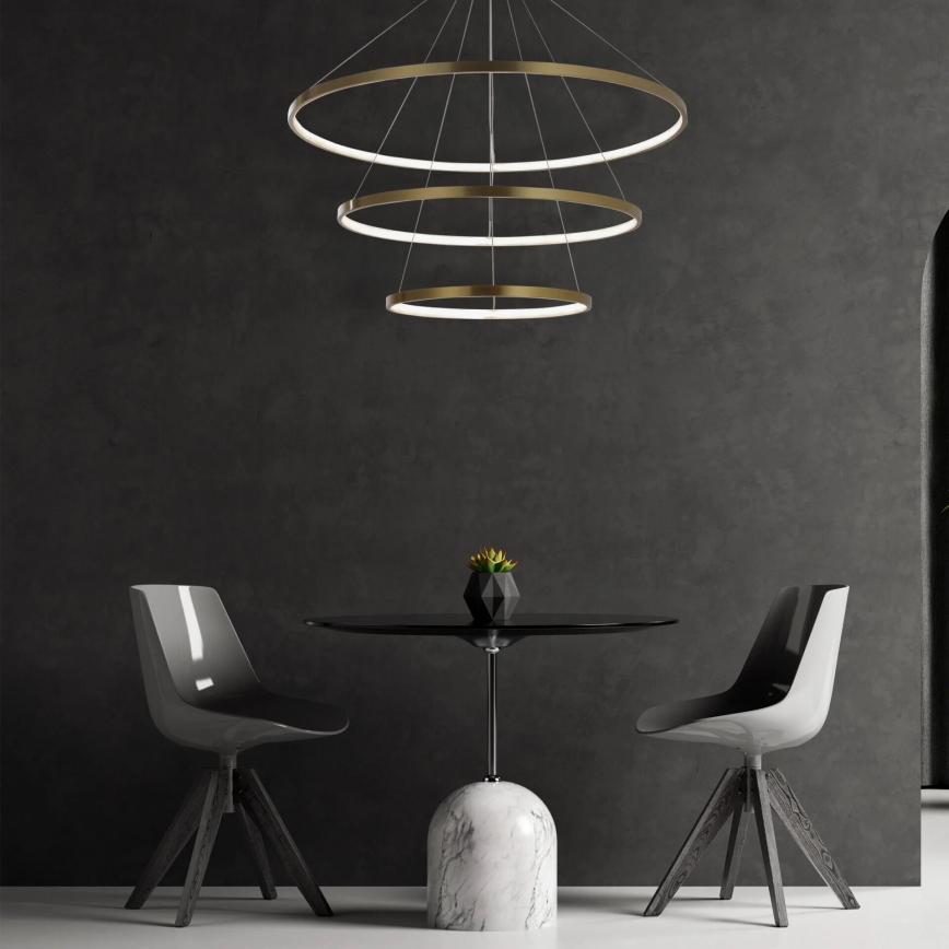 LED luster na sajli LEA, LED/60W/230V, 4000K, prečnik 80 cm, zlatna