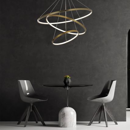 LED luster na sajli LEA, LED/60W/230V, 4000K, prečnik 80 cm, zlatna