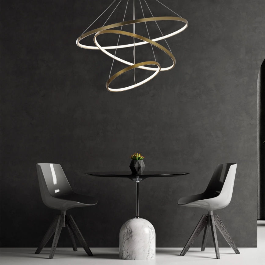 LED luster na sajli LEA, LED/60W/230V, 4000K, prečnik 80 cm, zlatna