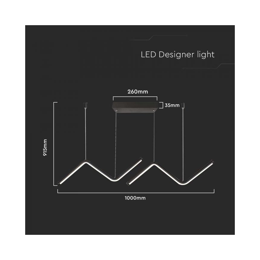 LED luster na sajli LED/12W/230V 4000K crna