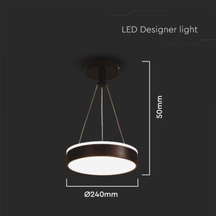 LED luster na sajli LED/12W/230V 4000K crna