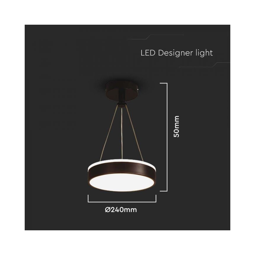 LED luster na sajli LED/12W/230V 4000K crna