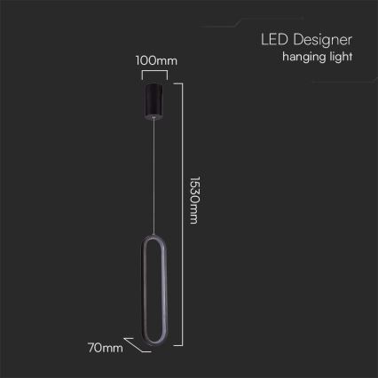 LED luster na sajli LED/13W/230V 3000K, crne boje