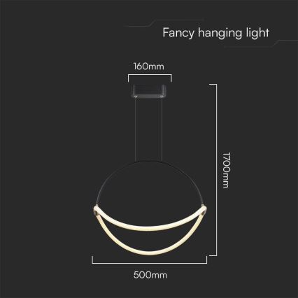 LED luster na sajli LED/16W/230V 4000K prečnik 50 cm