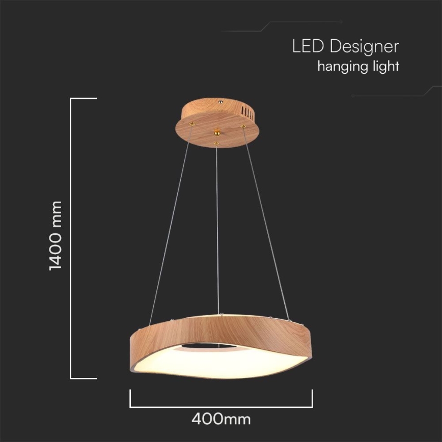 LED luster na sajli LED/18W/230V 3000K prečnik 40 cm braon
