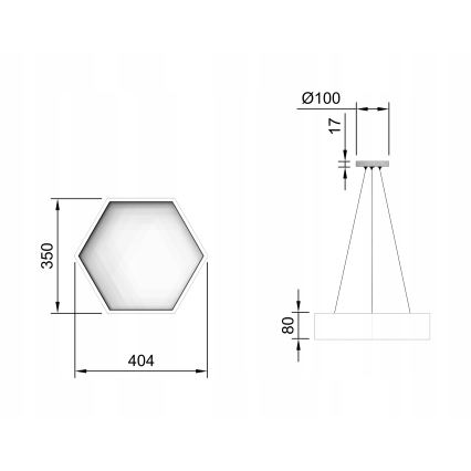 LED luster na sajli LED/20W/230V crna