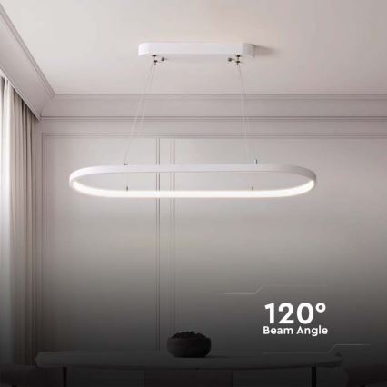 LED luster na sajli LED/24W/230V 3000K bela