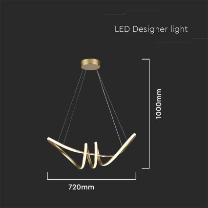LED luster na sajli LED/24W/230V 3000K zlatni