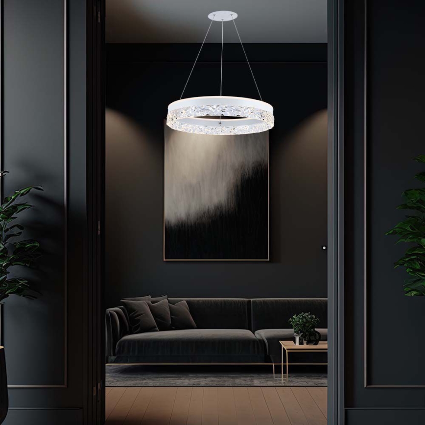 LED luster na sajli LED/25W/230V 3000K prečnik 50 cm bela