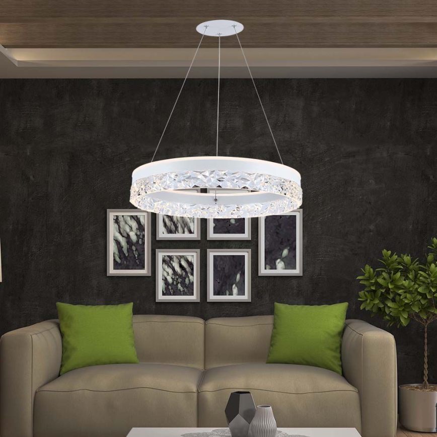 LED luster na sajli LED/25W/230V 3000K prečnik 50 cm bela