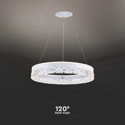 LED luster na sajli LED/25W/230V 3000K prečnik 50 cm bela