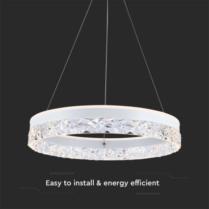 LED luster na sajli LED/25W/230V 3000K prečnik 50 cm bela