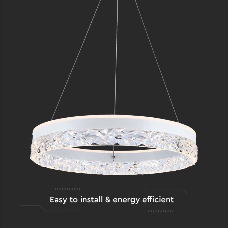 LED luster na sajli LED/25W/230V 3000K prečnik 50 cm bela