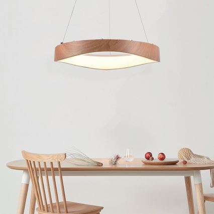 LED luster na sajli LED/25W/230V 3000K Ø 50 cm braon