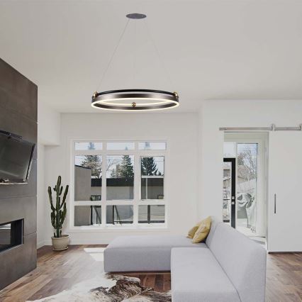 LED luster na sajli LED/30W/230V 3000K prečnik 62 cm braon