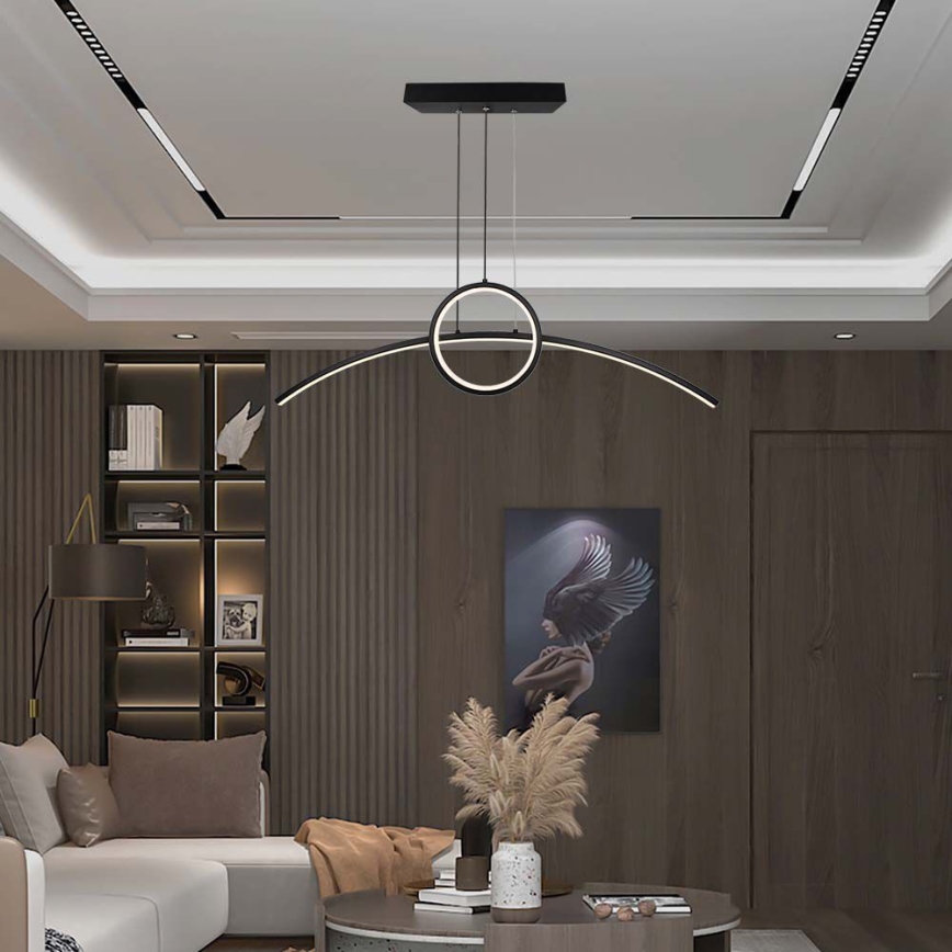 LED luster na sajli LED/30W/230V 4000K 88 cm crna