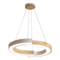 LED luster na sajli LED/32W/230V 3000K, bela/drvo