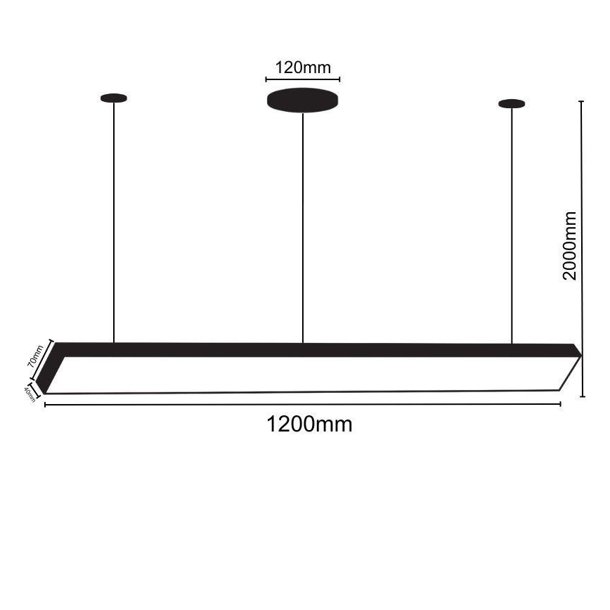 LED luster na sajli LED/32W/230V 4000K, prečnik 120 cm, crne boje
