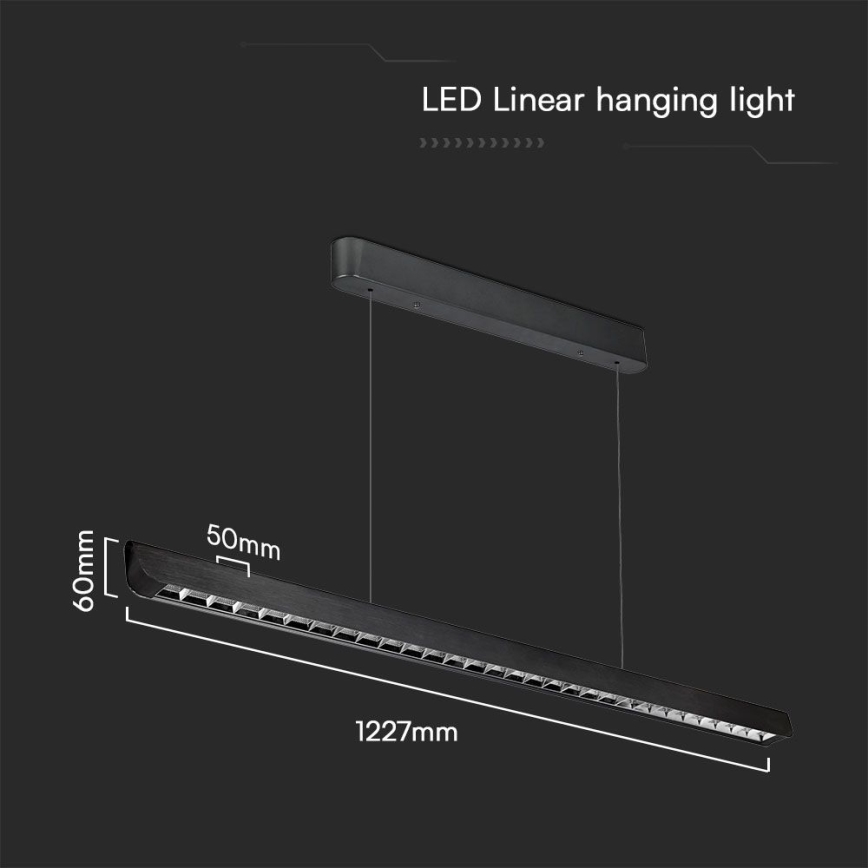 LED luster na sajli LED/36W/230V 3000/4000/6400K crna