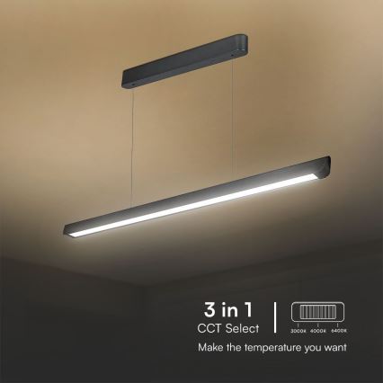 LED luster na sajli LED/36W/230V 3000/4000/6400K crni