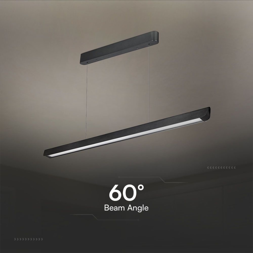 LED luster na sajli LED/36W/230V 3000/4000/6400K crni