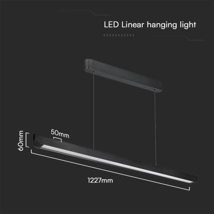 LED luster na sajli LED/36W/230V 3000/4000/6400K crni