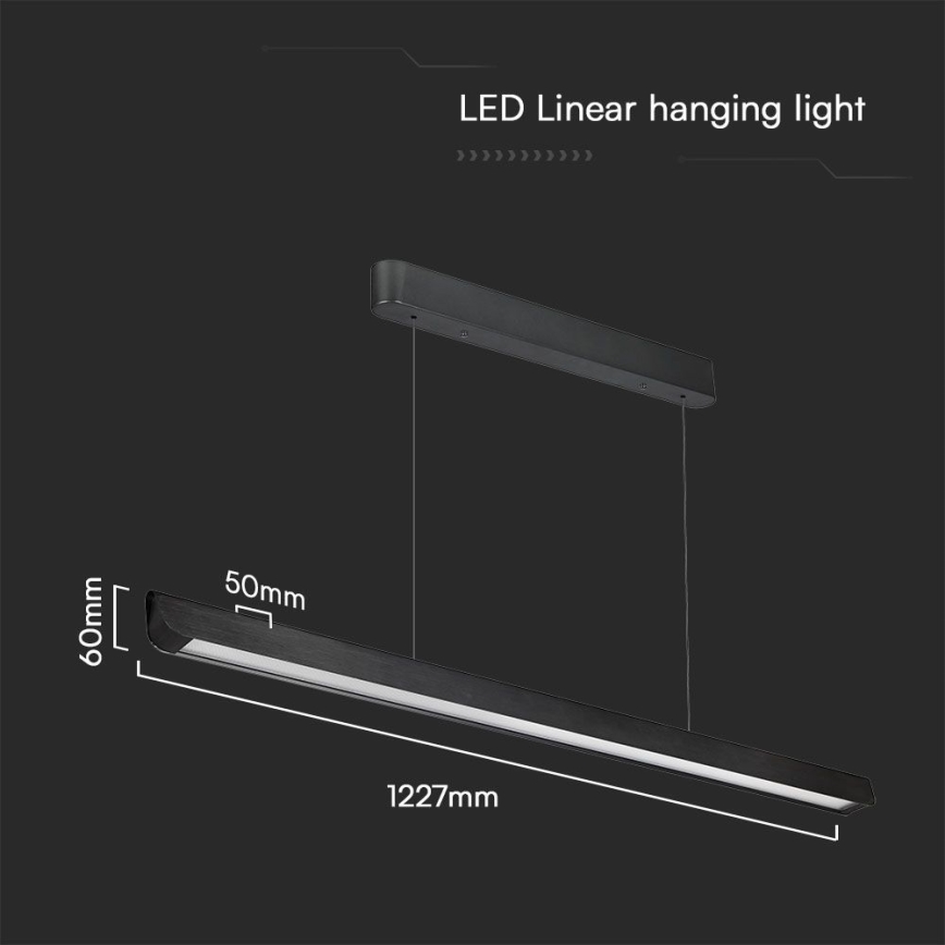 LED luster na sajli LED/36W/230V 3000/4000/6400K crni