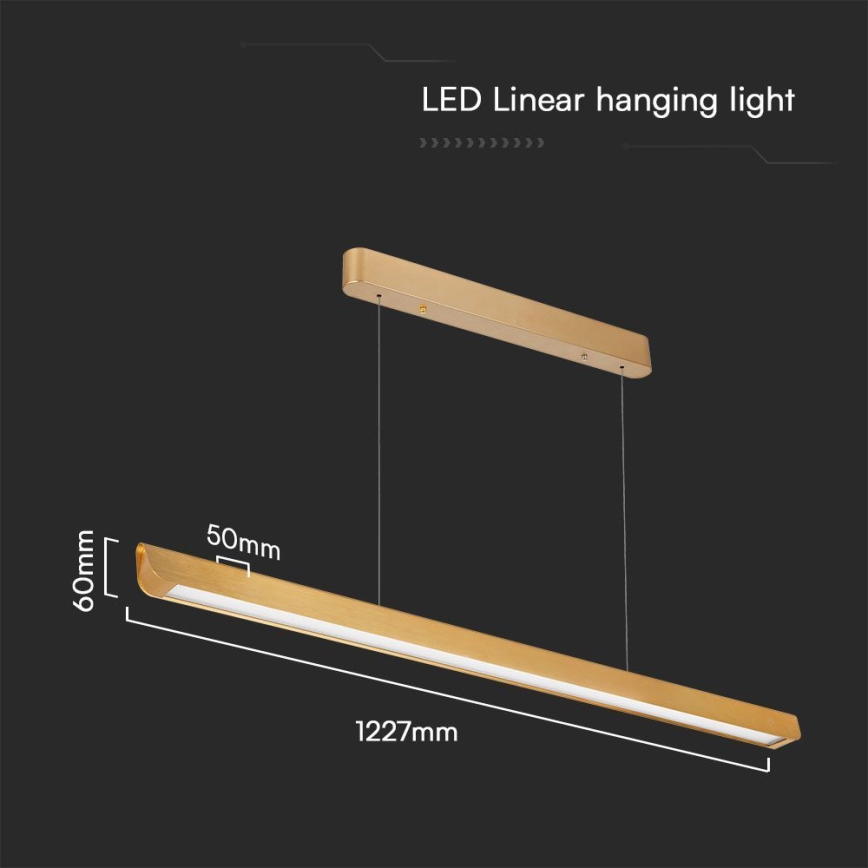LED luster na sajli LED/36W/230V 3000/4000/6400K zlatni