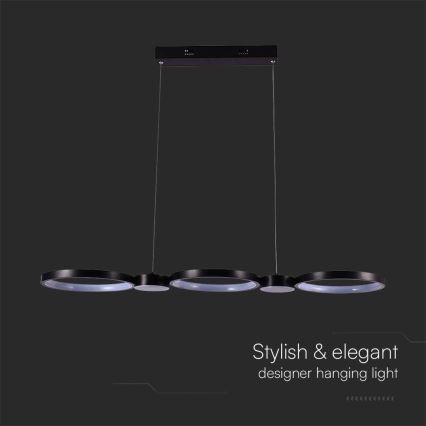 LED luster na sajli LED/38W/230V 3000K crna