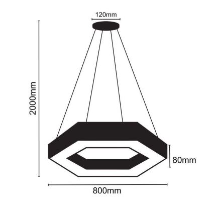 LED luster na sajli LED/40W/230V 4000K prečnik 80 cm