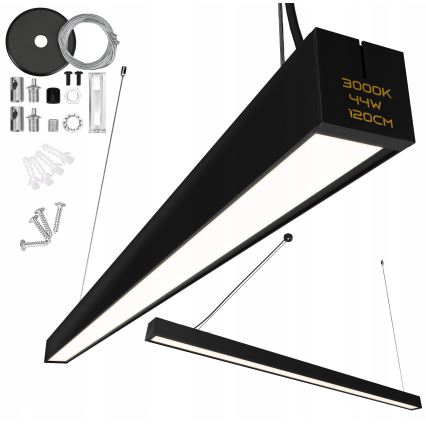 LED luster na sajli LED/44W/230V 3000K 120 cm, crne boje