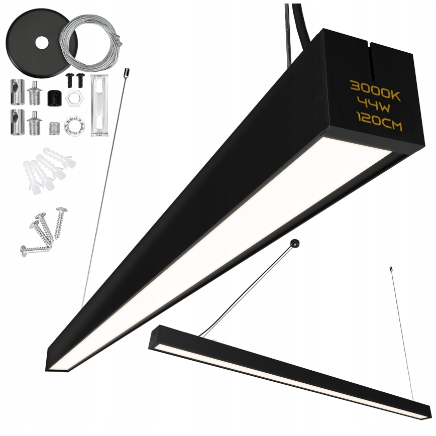 LED luster na sajli LED/44W/230V 3000K 120 cm, crne boje
