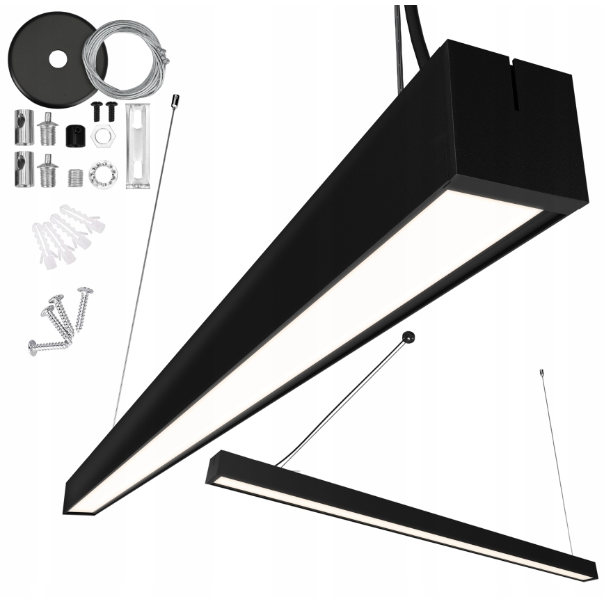LED luster na sajli LED/44W/230V 4000K 120 cm crna