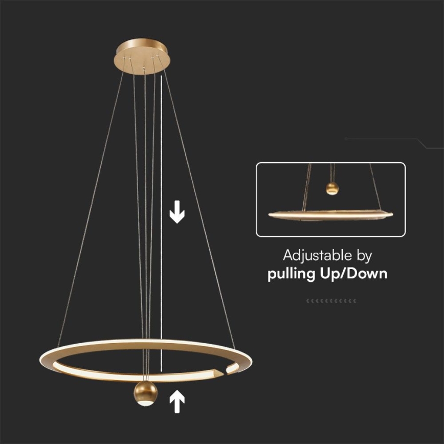LED luster na sajli LED/45W/230V 4000K prečnika 62 cm zlatna