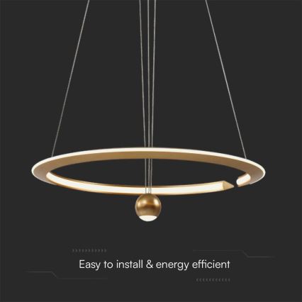 LED luster na sajli LED/45W/230V 4000K prečnika 62 cm zlatna