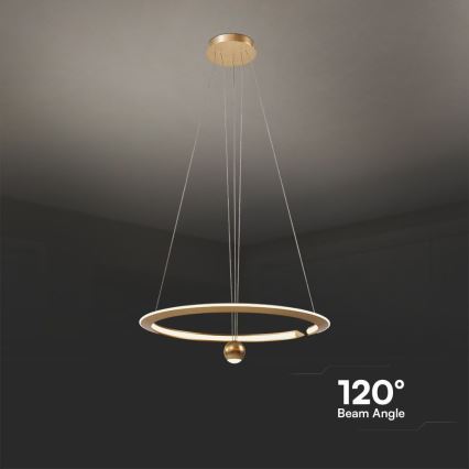 LED luster na sajli LED/45W/230V 4000K prečnika 62 cm zlatna