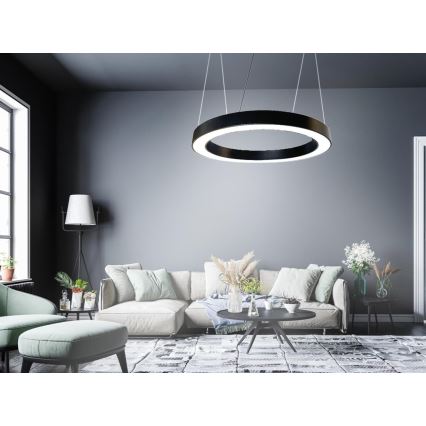 LED luster na sajli LED/50W/230V 4000K prečnik 100 cm crni