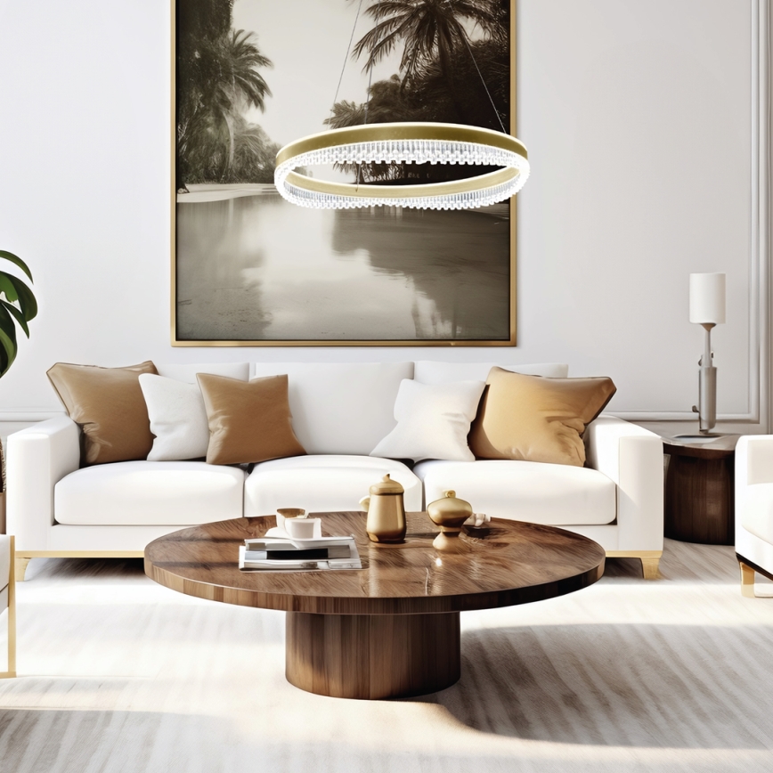 LED luster na sajli LED/52W/230V prečnika 60 cm zlatni