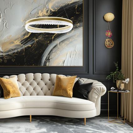 LED luster na sajli LED/52W/230V prečnika 60 cm zlatni