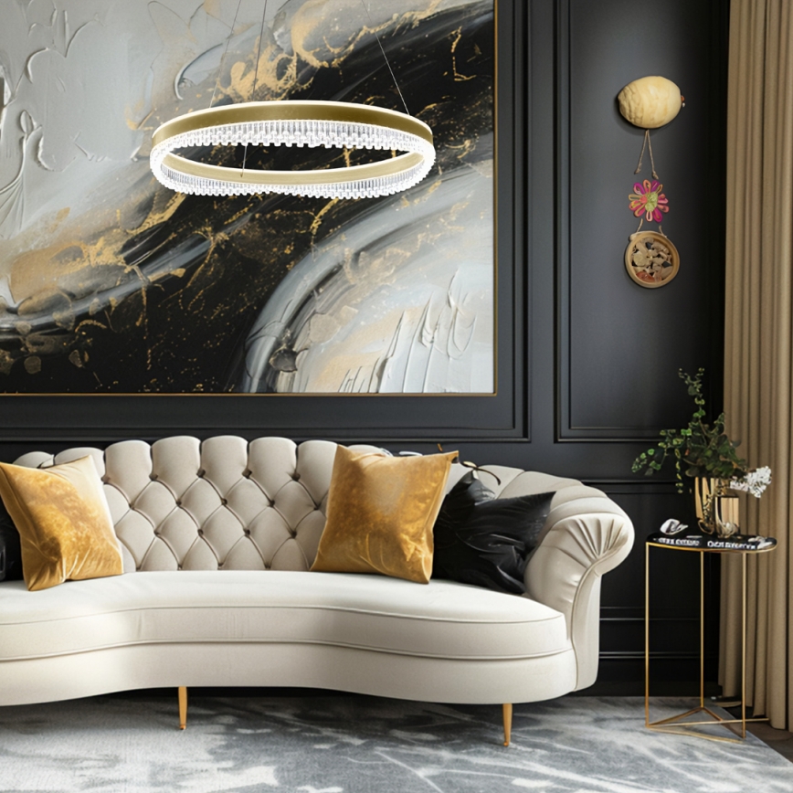 LED luster na sajli LED/52W/230V prečnika 60 cm zlatni