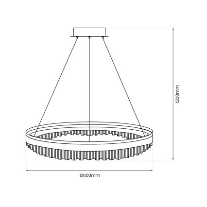 LED luster na sajli LED/52W/230V prečnika 60 cm zlatni