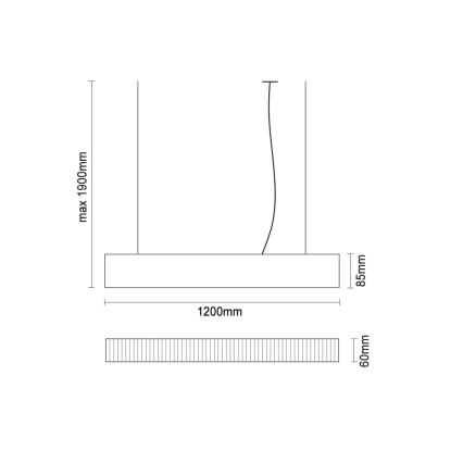 LED luster na sajli LED/55W/230V 3000/4000/6500K 120 cm crna