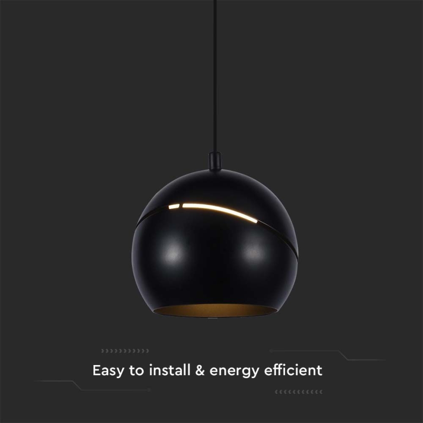 LED Luster na sajli LED/8,5W/230V 3000K crna