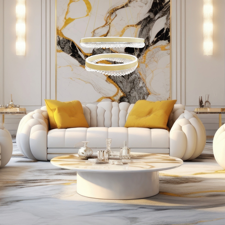 LED luster na sajli LED/85W/230V, prečnik 60 cm, zlatna
